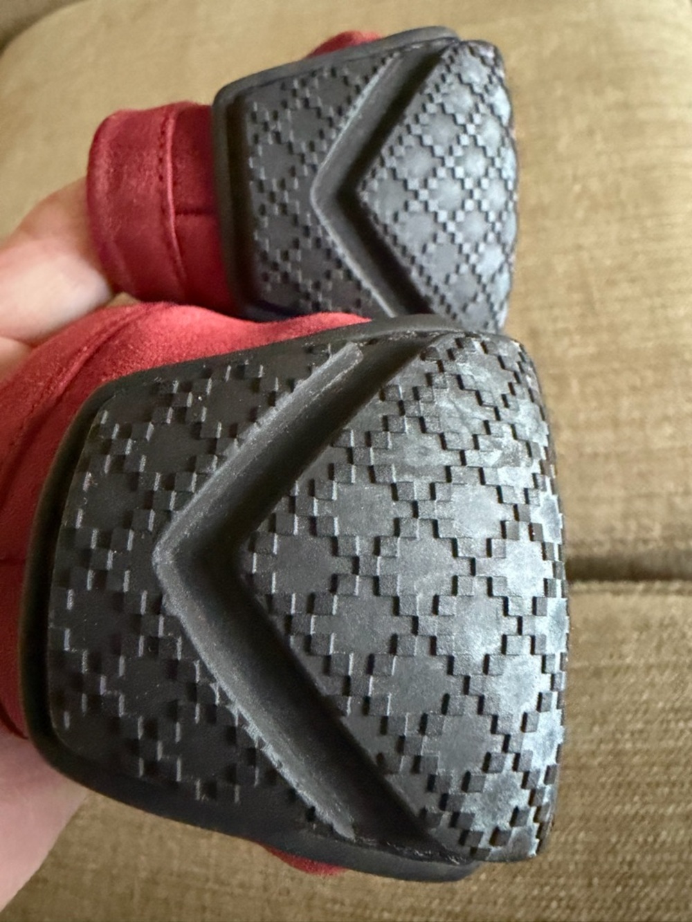 Gucci Red Suede Horsebit Loafers - Picture 5 of 7